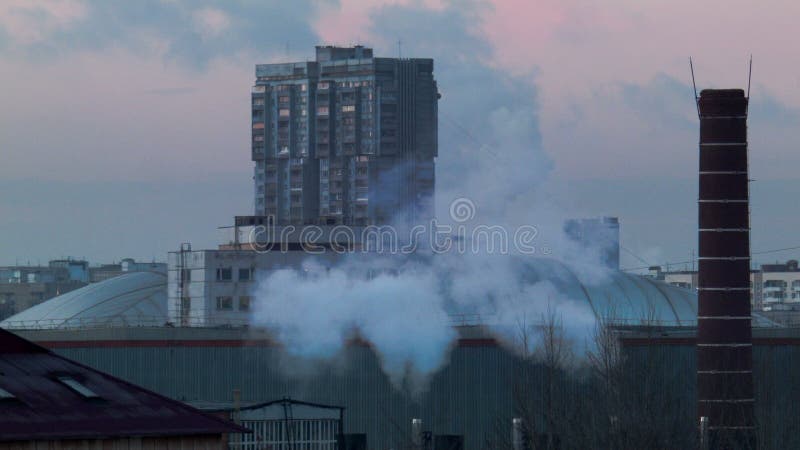 Urban landscape with smoke