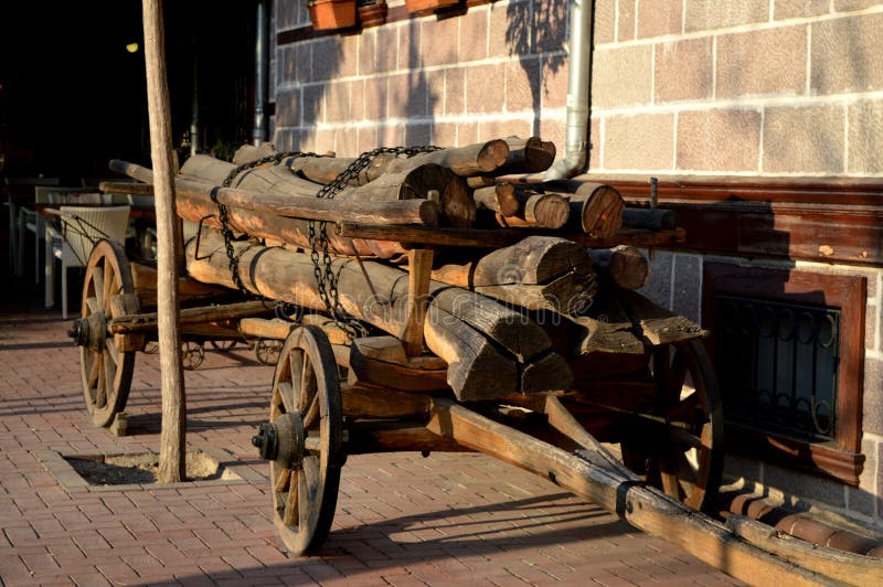 Urban landscape.Turkey. Cart with wood on the street of the city