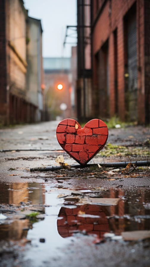 Urban Love, heart-shaped graffiti tag on a brick wall.