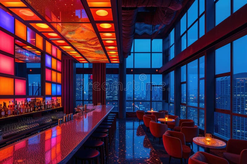 Urban Oasis - Abstract Patterns in Rooftop Bars stock illustration