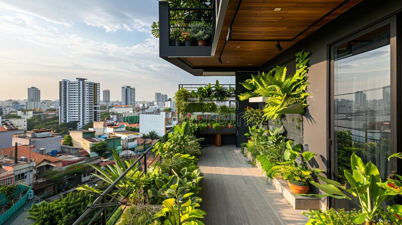 Urban Sustainable Rooftop Garden with Lush Greenery and City Views ... Biology Diagrams