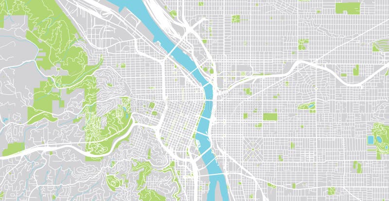 Urban Vector City Map of Portland - Urban Vector City Map Portland Oregon United States America 189867416