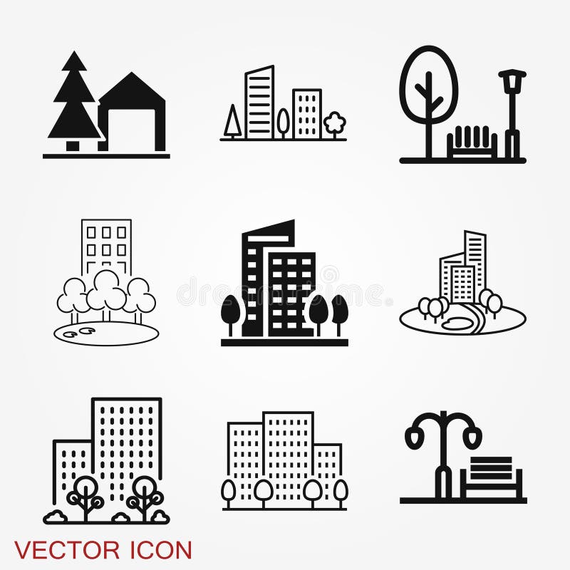 Urban Vector Icon, City Symbol Isolated on Background Stock ...