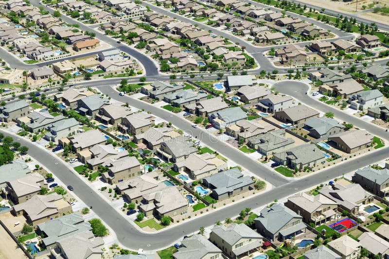 Aerial view of an urban housing development. Aerial view of an urban housing development.