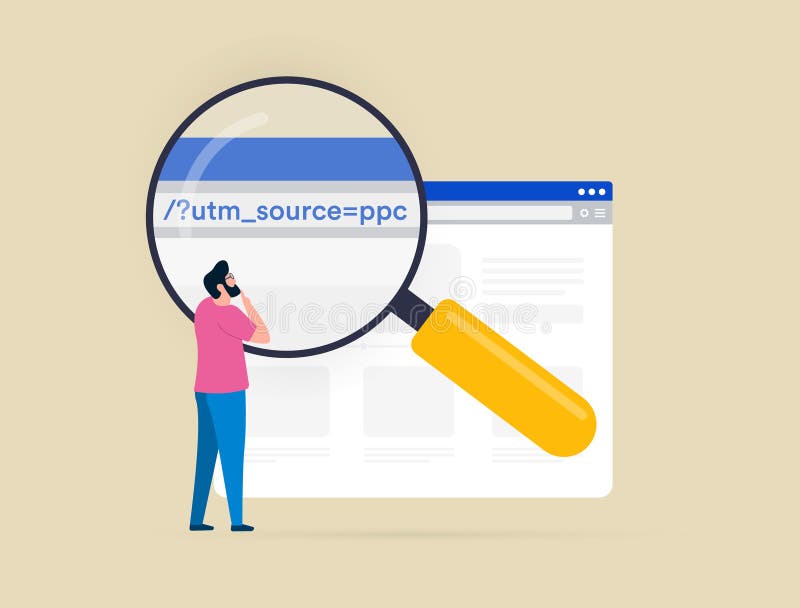 URL-Tracking-Code. Link-Link-Funktion zur Identifizierung digitaler Marketingkampagnen Analytics urpparameterfor vektor abbildung