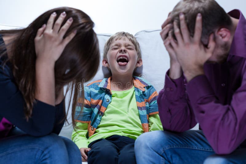 View of yelling boy with educational problems. View of yelling boy with educational problems