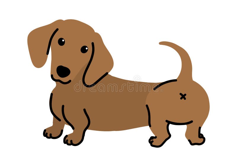 Urocza brązowa ilustracja psa dachshund urocza sztuka wektorowa zabawy zwierzaka z kreskówką wyizolowaną na białym royalty ilustracja
