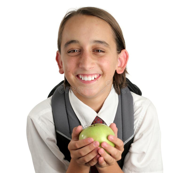 Urocza jabłczana chłopca do szkoły