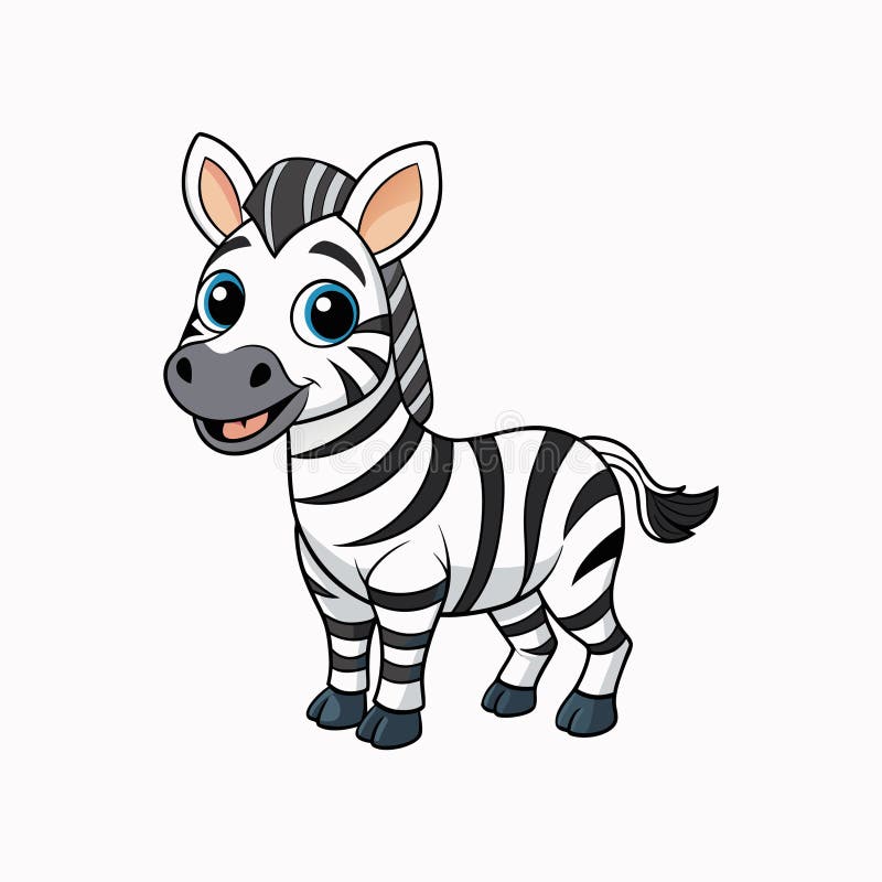 Urocza zebra rysunkowa wyizolowana na białym tle ilustracji