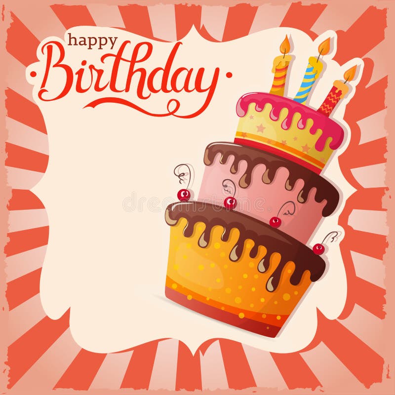 Birthday cake vector card with cake eps10. Birthday cake vector card with cake eps10