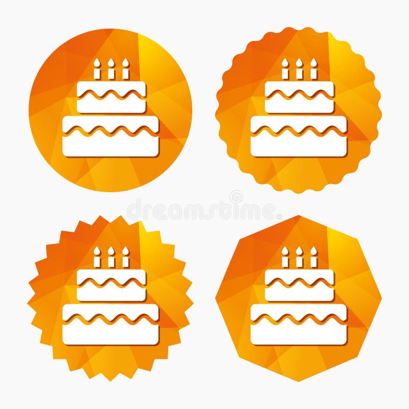 Urodzinowego torta znaka ikona Płonące świeczki symbol royalty ilustracja Urodzinowego torta znaka ikona Płonące świeczki symbol royalty ilustracja