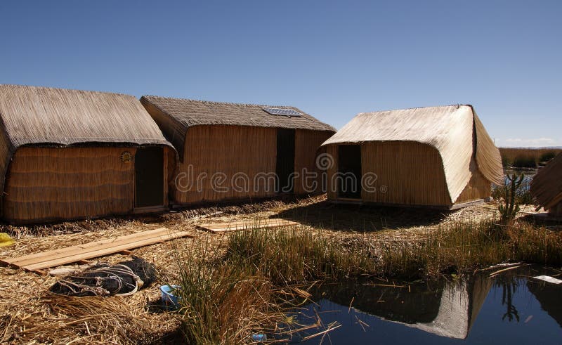 Uros - Floating island on titcaca lake in Peru stock photos