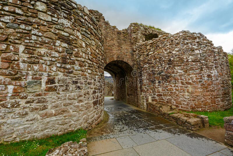 Urquhart Loch Ness Castle Gatehouse Stock Image - Image of legend ...