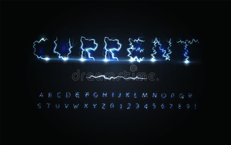 Blue Lightning Style Letters and Numbers Set. Unusual Plasma Font,  Electricity Lines Alphabet, Magic Abc. Vector Typeset Stock Vector -  Illustration of electricity, design: 157271815
