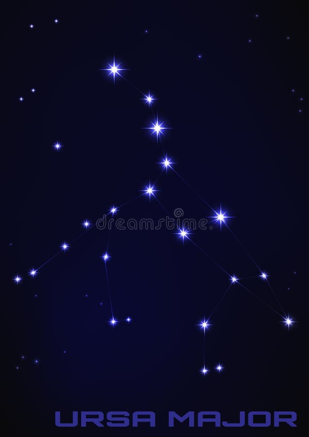 Ursa Major. Big Bear Constellation in the Night Starry Sky Stock ...