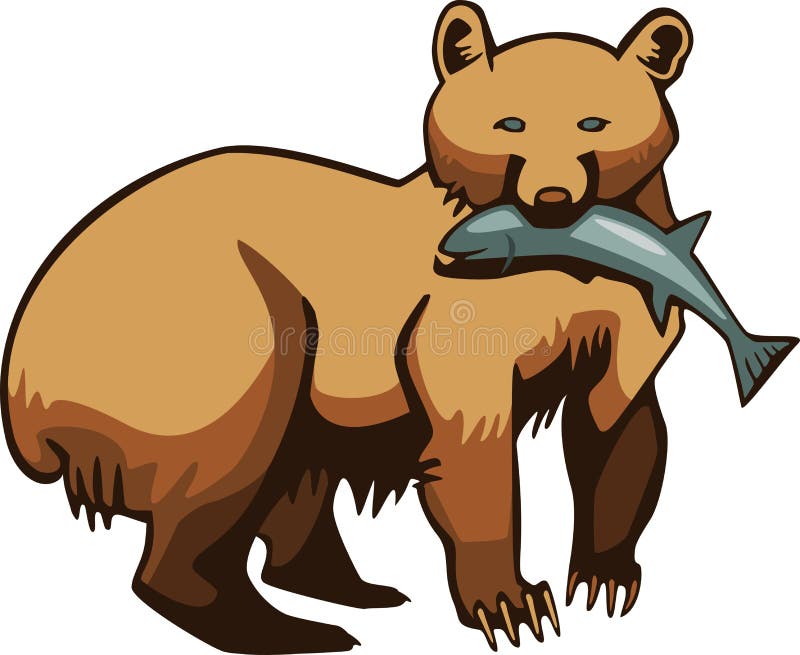 Urso com um peixe ilustração royalty free Urso com um peixe ilustração royalty free