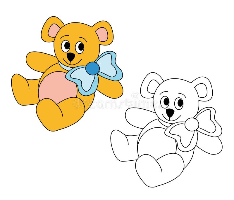 Urso de peluche bonito com curva azul ilustração stock Urso de peluche bonito com curva azul ilustração stock