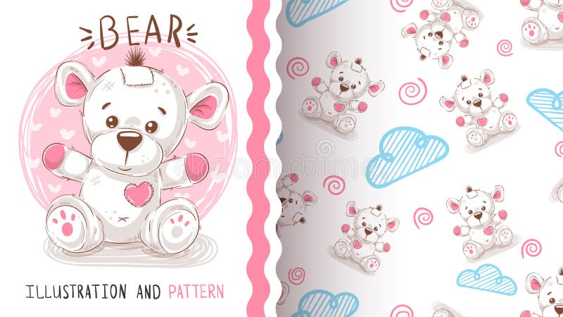 Urso de peluche bonito - teste padrão sem emenda ilustração royalty free Urso de peluche bonito - teste padrão sem emenda ilustração royalty free