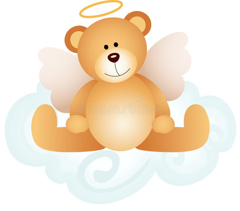 Urso de peluche do anjo na nuvem ilustração stock Urso de peluche do anjo na nuvem ilustração stock