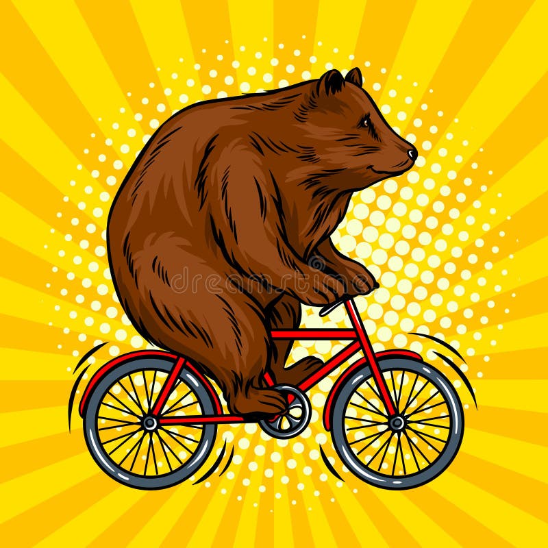 Urso do circo na ilustração do vetor do pop art da bicicleta ilustração do vetor Urso do circo na ilustração do vetor do pop art da bicicleta ilustração do vetor