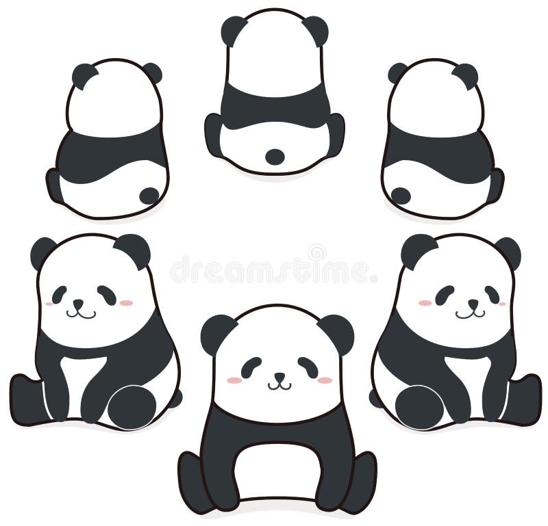 Filhos de panda dos desenhos animados. pequenos pandas, animais engraçados  com bambu e um fofo urso panda adormecido.