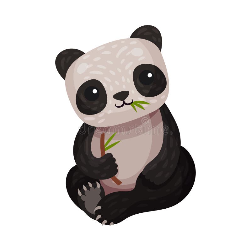 personagem de animal selvagem de rosto de panda fofo em ilustração vetorial  de desenho animado com linha preta 17173046 Vetor no Vecteezy