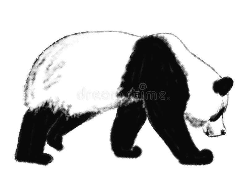 Urso Panda Ou Bambu Desenho Simples De Pincel Preto E Branco