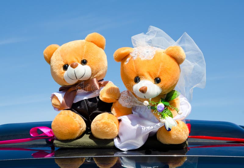 Ursos de peluche para casamento fotografia de stock