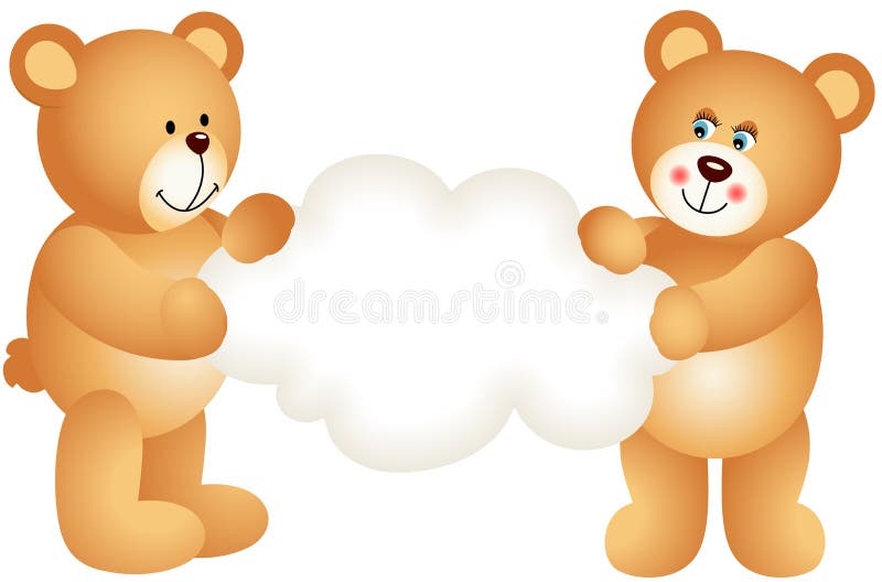 Ursos de peluche dos pares que guardam a nuvem vazia ilustração do vetor Ursos de peluche dos pares que guardam a nuvem vazia ilustração do vetor