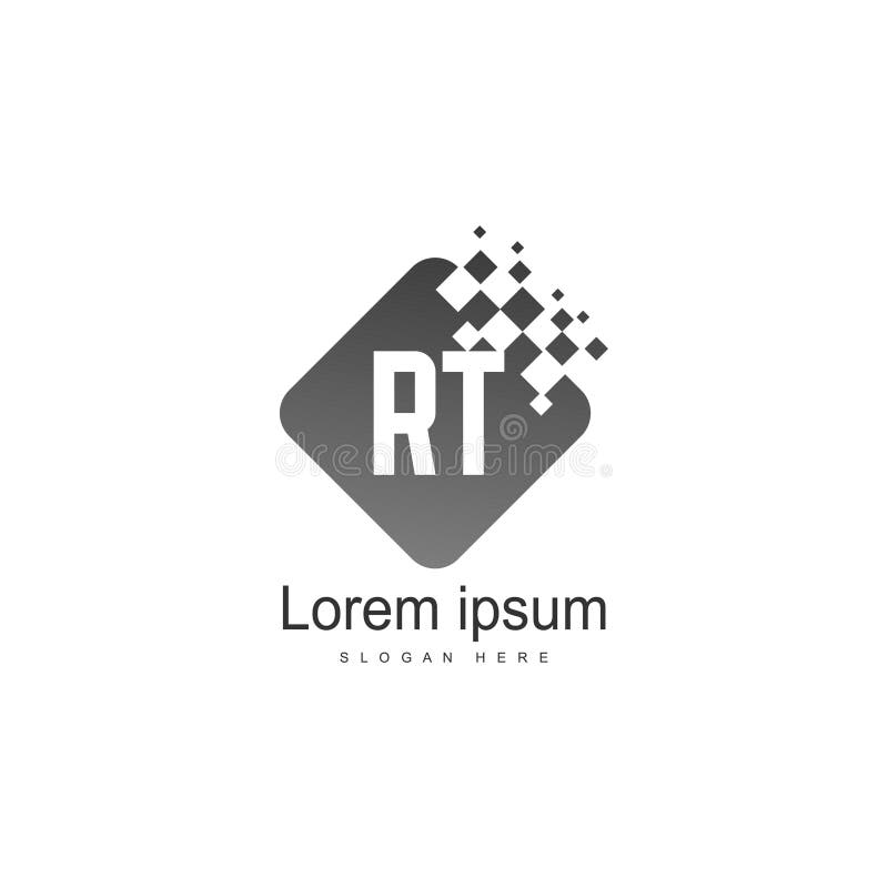 Ursprunglig RT-logotyp med modern ram Vektorillustration för minimalistisk RT-logotyp