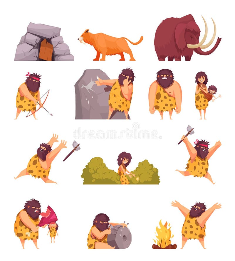 Ursprüngliche Leute in Stone Age stock abbildung Ursprüngliche Leute in Stone Age stock abbildung