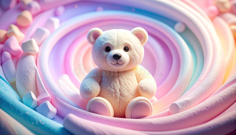 Ursuleț de pluș adorabil îmbrățișat de un design capricios și colorat stock illustration