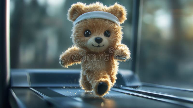 Ursulețul Adorabil Care Se Antrenează Pe Banda De Alergare stock illustration