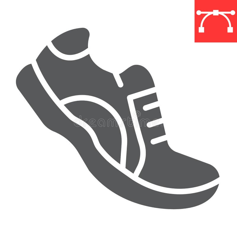 Uruchamianie butów fitness ikony glifu i uruchamianie grafiki wektorowej butów edytowalnej ikony stałej eps 10. ilustracji
