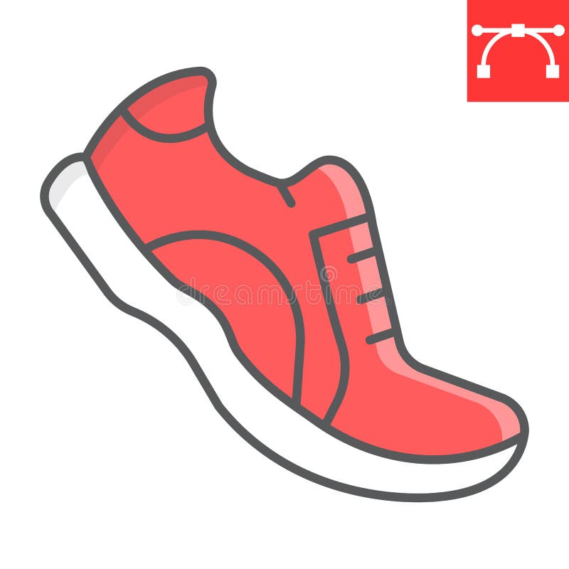 Uruchamianie butów kolorowych ikony linii i uruchamianie grafiki wektorowej butów sportowych edytowalny obrys kolorowa ikona linio ilustracji