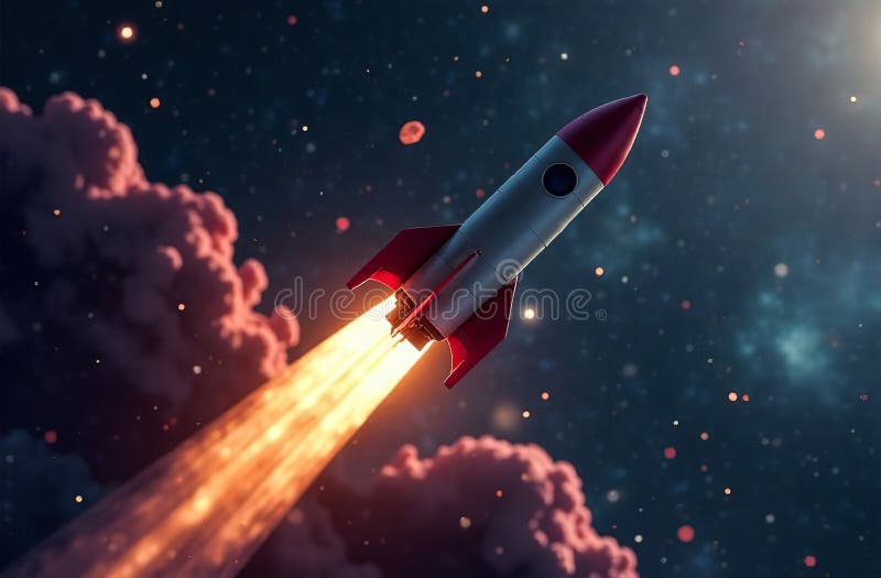 Uruchomienie misji kosmosu statku kosmicznego w otwartej galaktyce. Generator AI. AI Generative Uruchomienie misji kosmosu kosmicznego w otwartej galaktyce generowanej przez sztuczną inteligencję