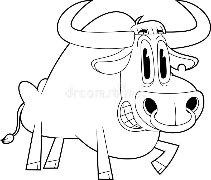 Uruchomiona postać z bajki na konspekcie Zabawny Bull royalty ilustracja