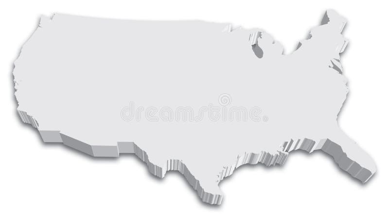 V USA Státní mapa Černé a Bílé 3D.