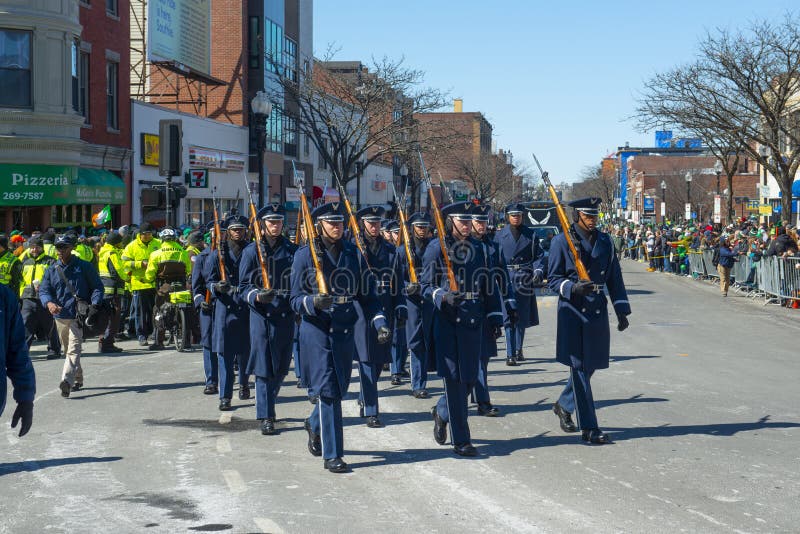 US Air Force March in Saint Patrick`s Day Parade Boston, USA Editorial Stock Photo - Image of