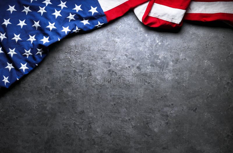 US American flag on worn black background. For USA Memorial day, Veteran`s day, Labor day, or 4th of July celebration. With blank. Space for text stock photo US American flag on worn black background. For USA Memorial day, Veteran`s day, Labor day, or 4th of July celebration. With blank. Space for text stock photo