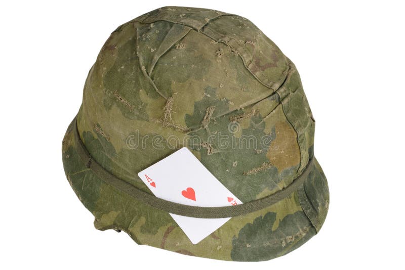 US Army Helmet Vietnam War Period with Amulet Ace of Hearts Playing ...