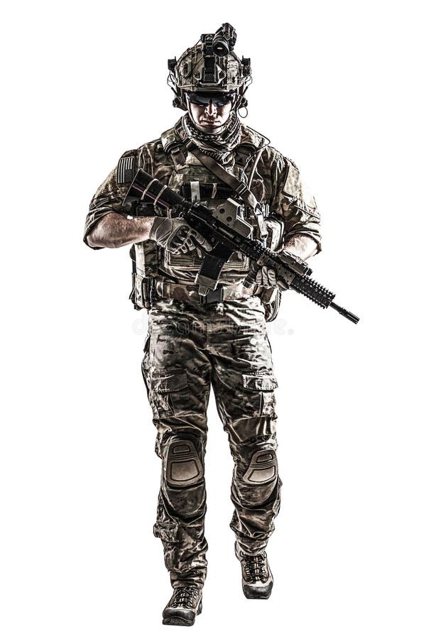 US Army Ranger with weapon stock photo. Image of background - 93369650