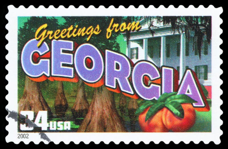 UNITED STATES - CIRCA 2002: a postage stamp printed in USA showing an image of the Georgia state, circa 2002. UNITED STATES - CIRCA 2002: a postage stamp printed in USA showing an image of the Georgia state, circa 2002.