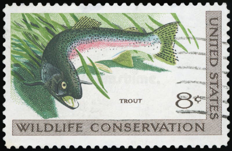 US Postage stamp - Trout Fish. US Postage stamp - Trout Fish