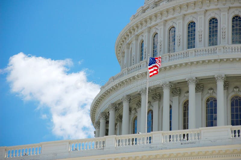 American Flag at U.S. Capitol Stock Image Image of blue, landmark