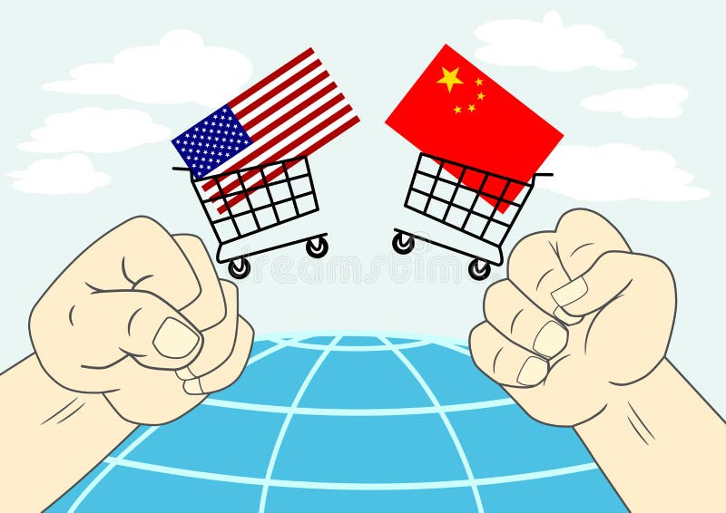 US China Trade War Illustration Concept stock illustration US China Trade War Illustration Concept stock illustration