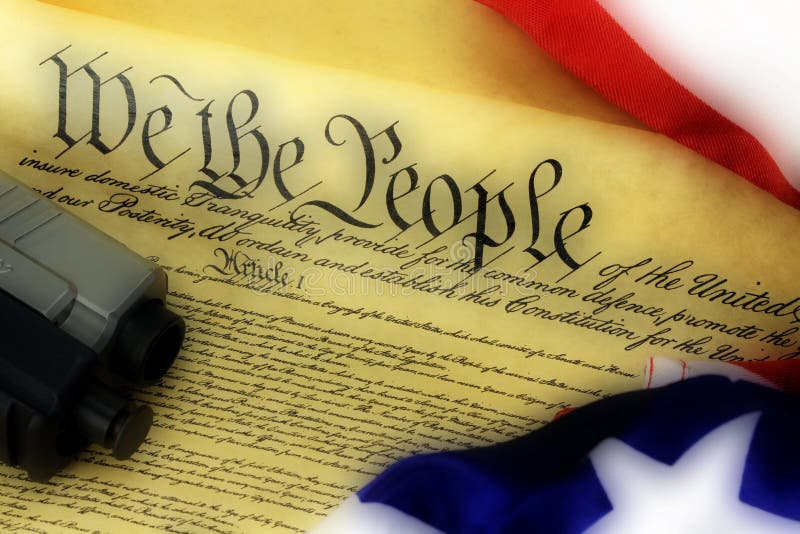US Constitution with Hand Gun Stock Photo Image of document, pistol