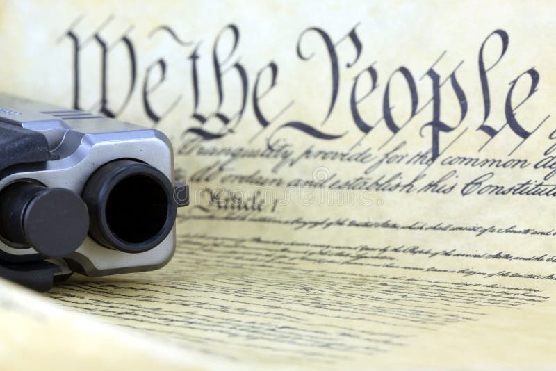 US Constitution with Hand Gun Stock Photo Image of document, pistol
