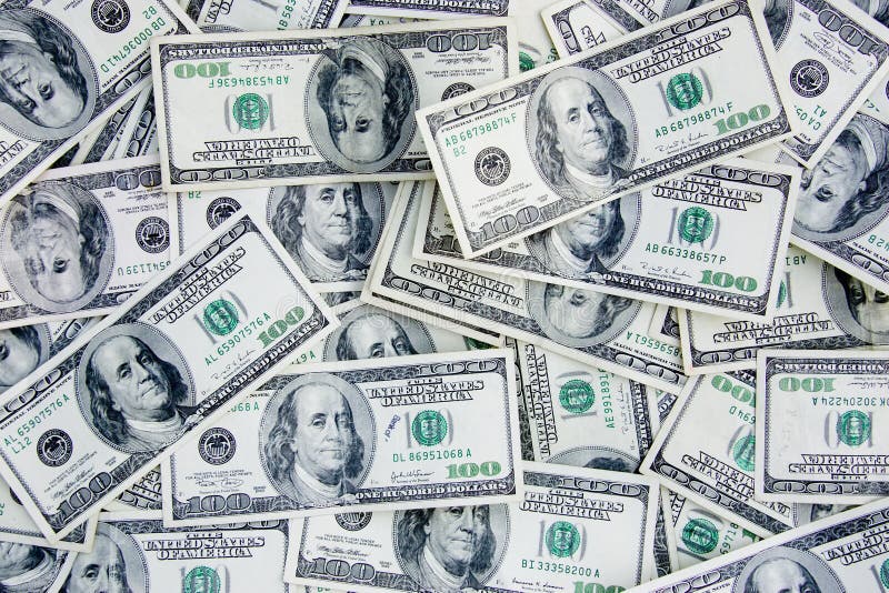 US Currency 100 Dollar Bills royalty free stock photo