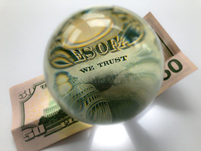 US 50 dollar banknote and glass ball
